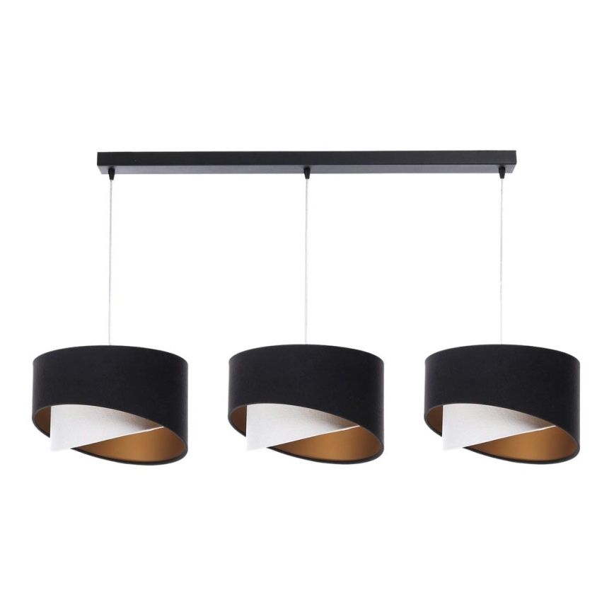 Hanglamp aan een koord GALAXY 3xE27/60W/230V zwart/wit/goud