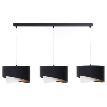 Hanglamp aan een koord GALAXY 3xE27/60W/230V zwart/wit/goud