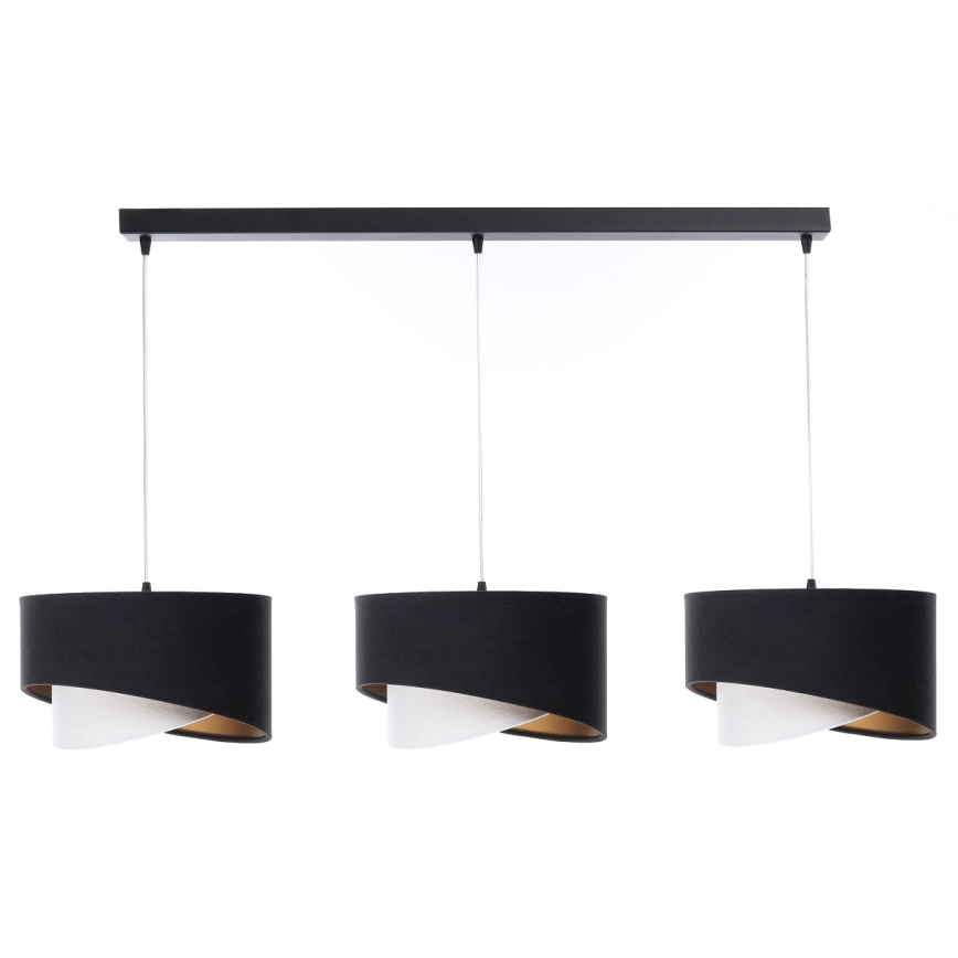 Hanglamp aan een koord GALAXY 3xE27/60W/230V zwart/wit/goud