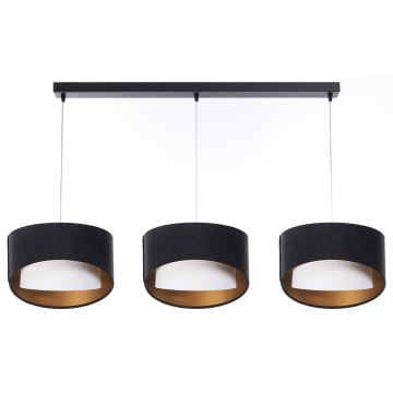 Hanglamp aan een koord GALAXY 3xE27/60W/230V zwart/wit/goud