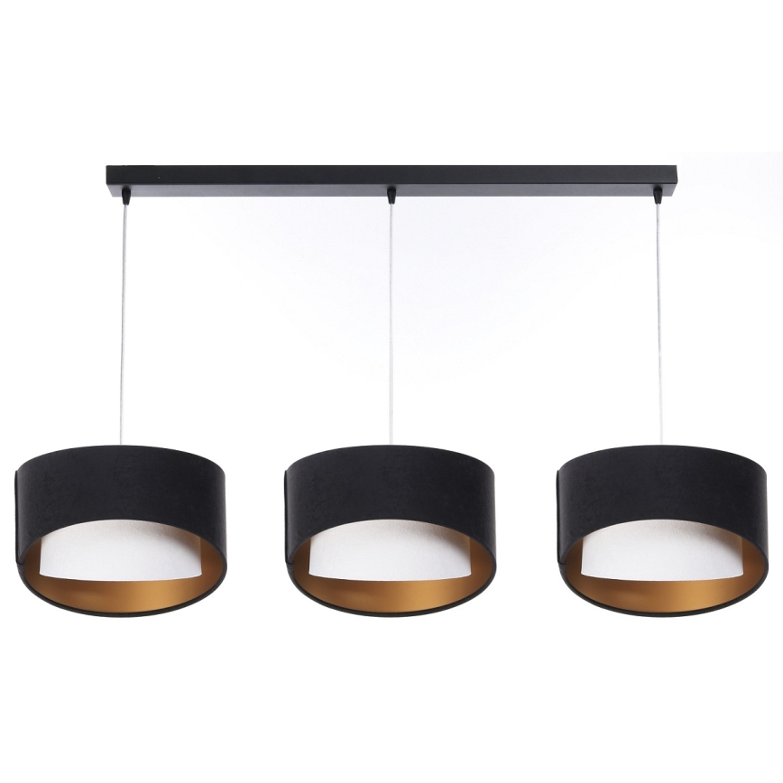 Hanglamp aan een koord GALAXY 3xE27/60W/230V zwart/wit/goud