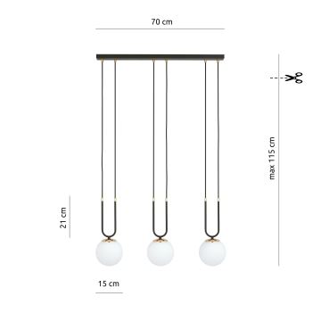 Hanglamp aan een koord GLAM 3xE14/10W/230V zwart