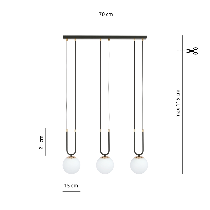 Hanglamp aan een koord GLAM 3xE14/10W/230V zwart