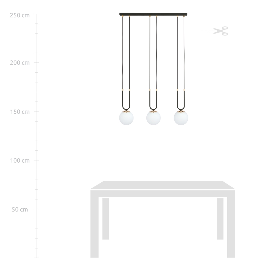 Hanglamp aan een koord GLAM 3xE14/10W/230V zwart