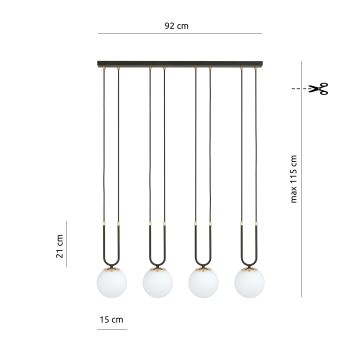 Hanglamp aan een koord GLAM 4xE14/10W/230V zwart