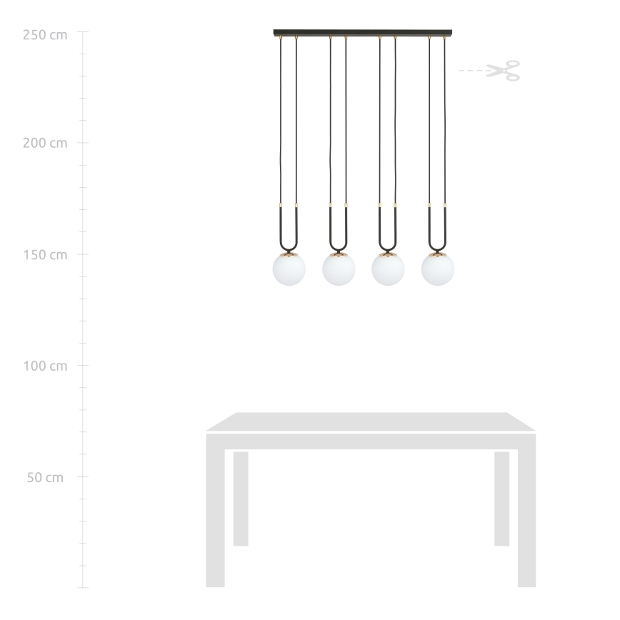 Hanglamp aan een koord GLAM 4xE14/10W/230V zwart