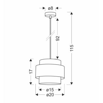 Hanglamp aan een koord HARE 1xE27/60W/230V grijs/mat chroom