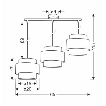 Hanglamp aan een koord HARE 3xE27/60W/230V grijs/mat chroom