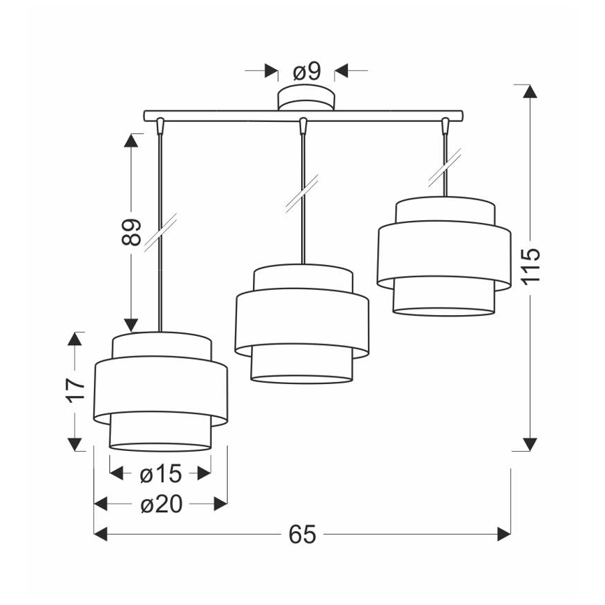 Hanglamp aan een koord HARE 3xE27/60W/230V grijs/mat chroom