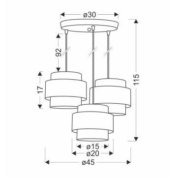 Hanglamp aan een koord HARE 3xE27/60W/230V grijs/mat chroom