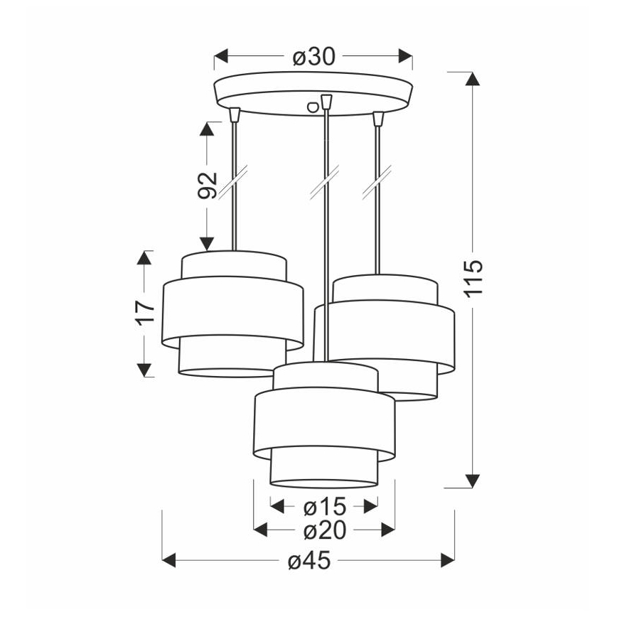 Hanglamp aan een koord HARE 3xE27/60W/230V grijs/mat chroom