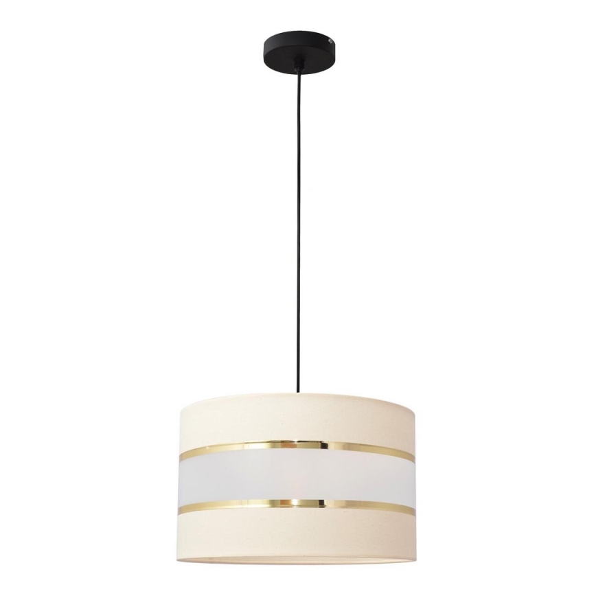 Hanglamp aan een koord HELEN 1xE27/60W/230V diameter 20 cm crème/zwart/gouden