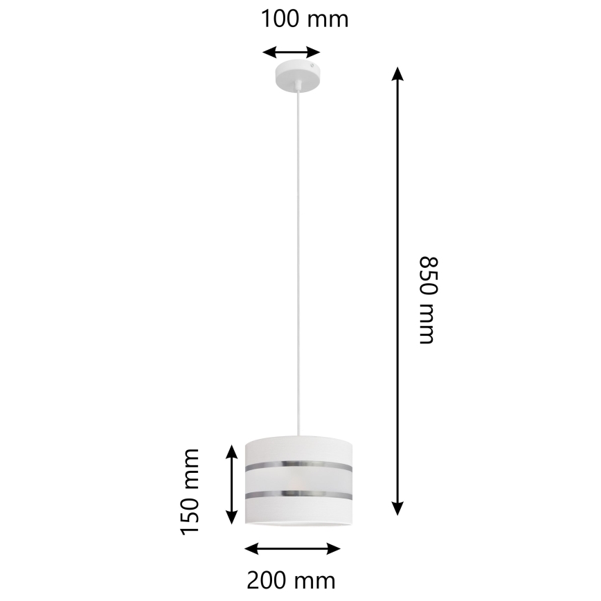 Hanglamp aan een koord HELEN 1xE27/60W/230V diameter 20 cm wit