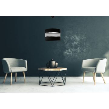 Hanglamp aan een koord HELEN 1xE27/60W/230V diameter 35 cm zwart/zilver