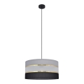 Hanglamp aan een koord HELEN 1xE27/60W/230V diameter 40 cm zwart/grijs/gouden