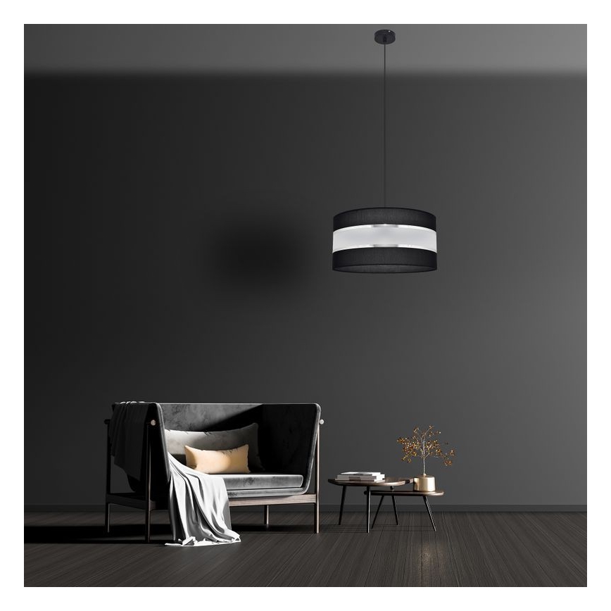 Hanglamp aan een koord HELEN 1xE27/60W/230V diameter 40 cm zwart/zilver