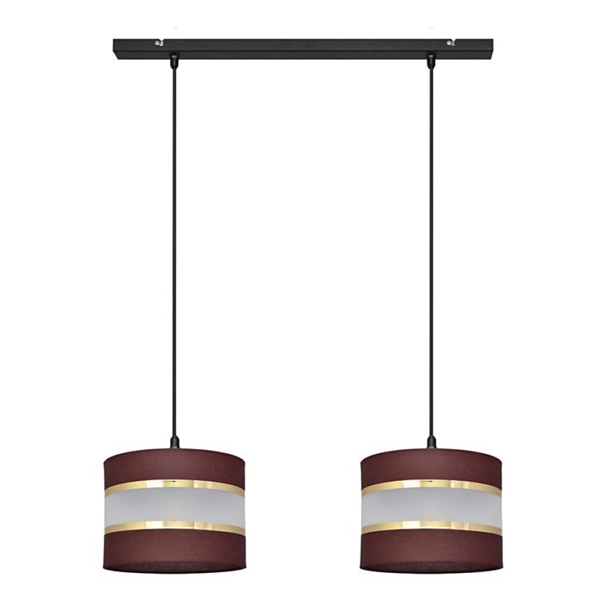 Hanglamp aan een koord HELEN 2xE27/60W/230V bruin/zwart/gouden