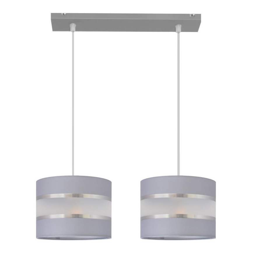 Hanglamp aan een koord HELEN 2xE27/60W/230V grijs/zilver