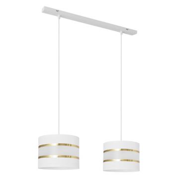 Hanglamp aan een koord HELEN 2xE27/60W/230V wit/gouden