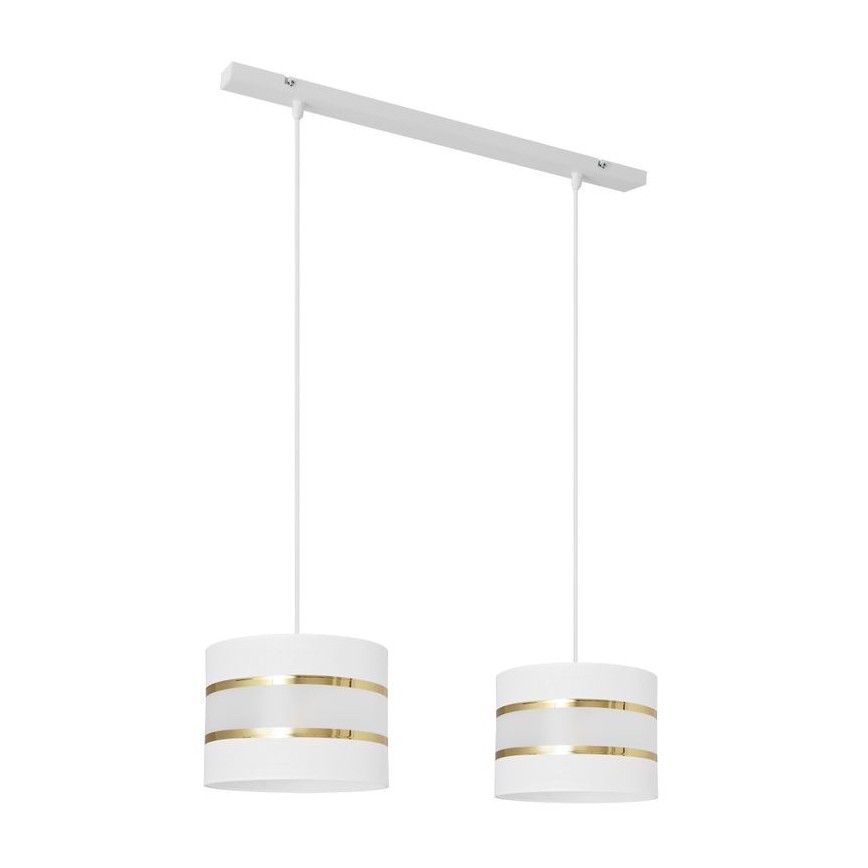 Hanglamp aan een koord HELEN 2xE27/60W/230V wit/gouden