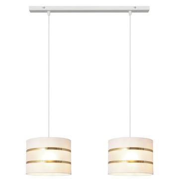 Hanglamp aan een koord HELEN 2xE27/60W/230V wit/gouden