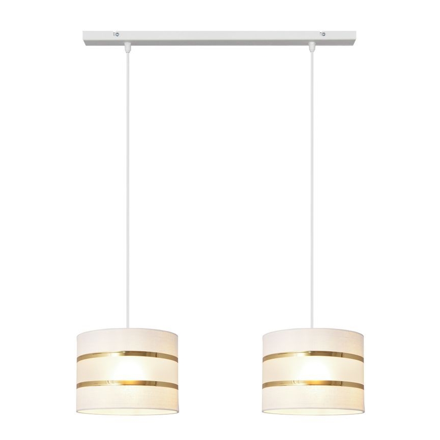 Hanglamp aan een koord HELEN 2xE27/60W/230V wit/gouden