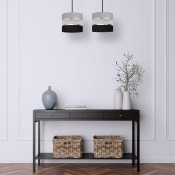 Hanglamp aan een koord HELEN 2xE27/60W/230V zwart/grijs/zilver