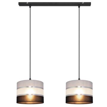 Hanglamp aan een koord HELEN 2xE27/60W/230V zwart/grijs/zilver