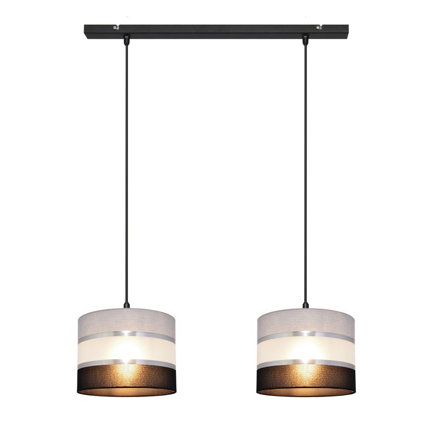 Hanglamp aan een koord HELEN 2xE27/60W/230V zwart/grijs/zilver