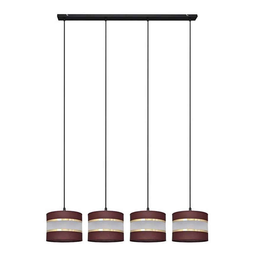 Hanglamp aan een koord HELEN 4xE27/60W/230V bruin/zwart/gouden