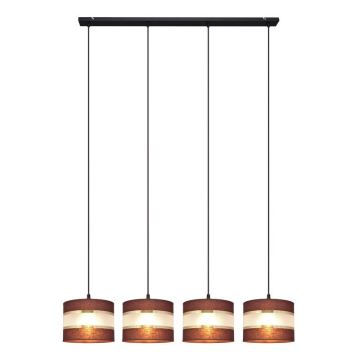 Hanglamp aan een koord HELEN 4xE27/60W/230V bruin/zwart/gouden