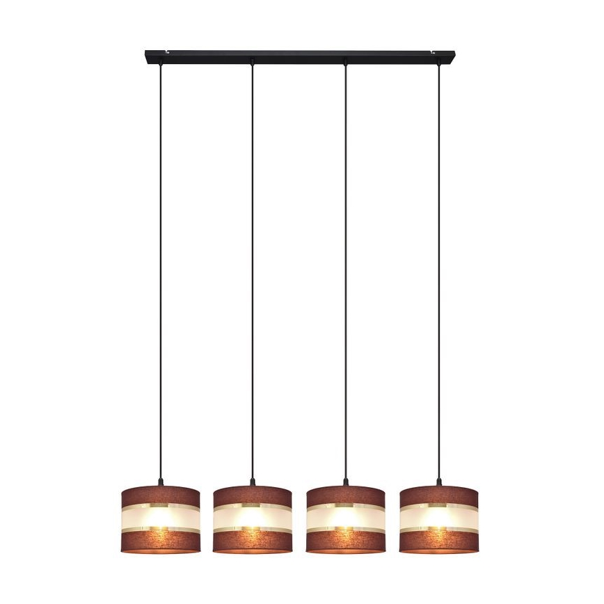 Hanglamp aan een koord HELEN 4xE27/60W/230V bruin/zwart/gouden