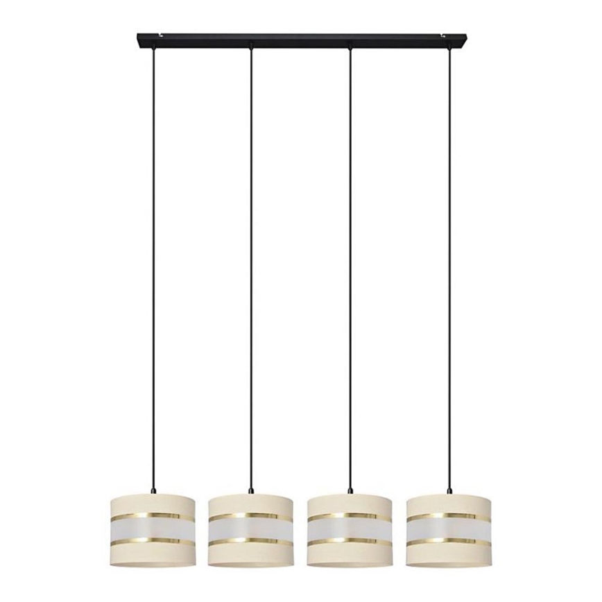 Hanglamp aan een koord HELEN 4xE27/60W/230V crème/zwart/gouden