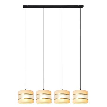 Hanglamp aan een koord HELEN 4xE27/60W/230V crème/zwart/gouden