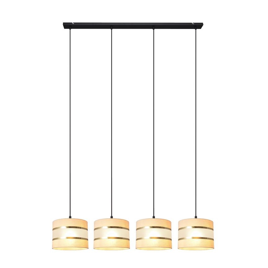 Hanglamp aan een koord HELEN 4xE27/60W/230V crème/zwart/gouden