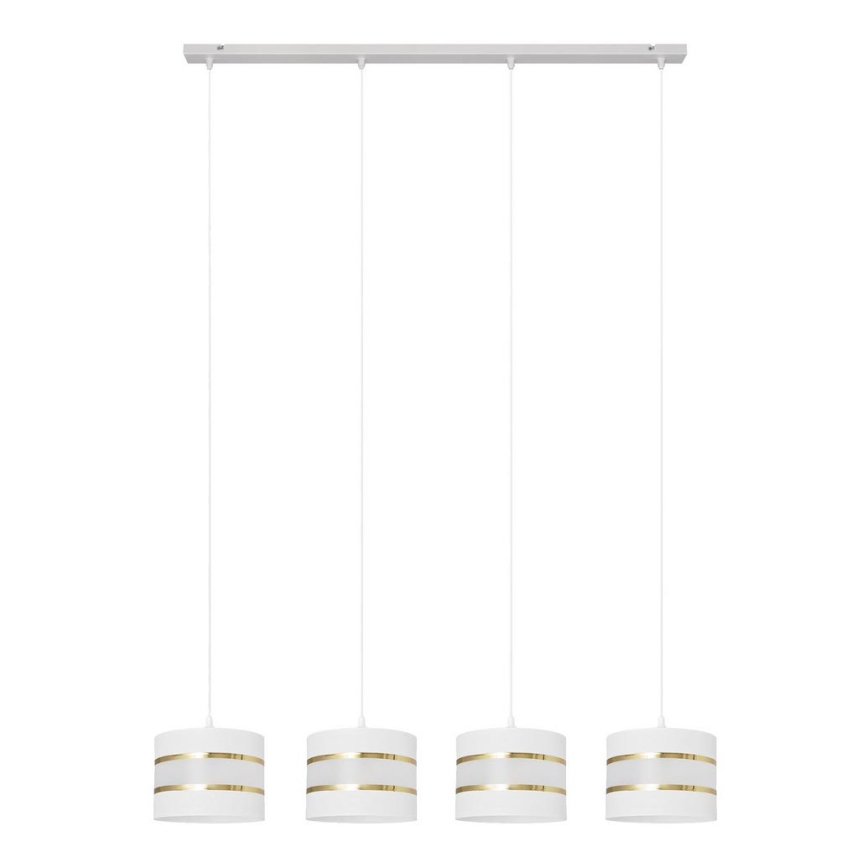 Hanglamp aan een koord HELEN 4xE27/60W/230V wit/gouden