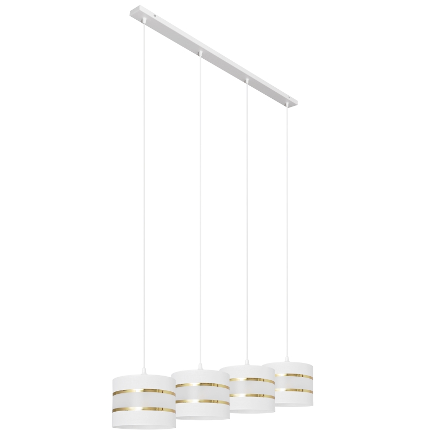 Hanglamp aan een koord HELEN 4xE27/60W/230V wit/gouden