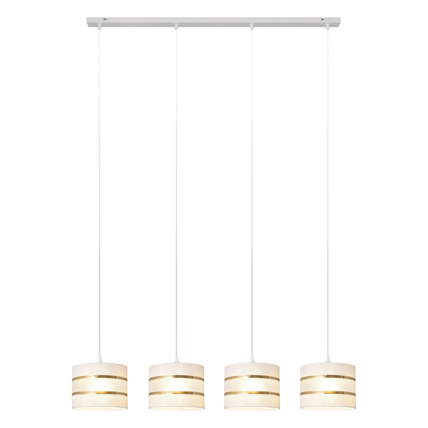 Hanglamp aan een koord HELEN 4xE27/60W/230V wit/gouden