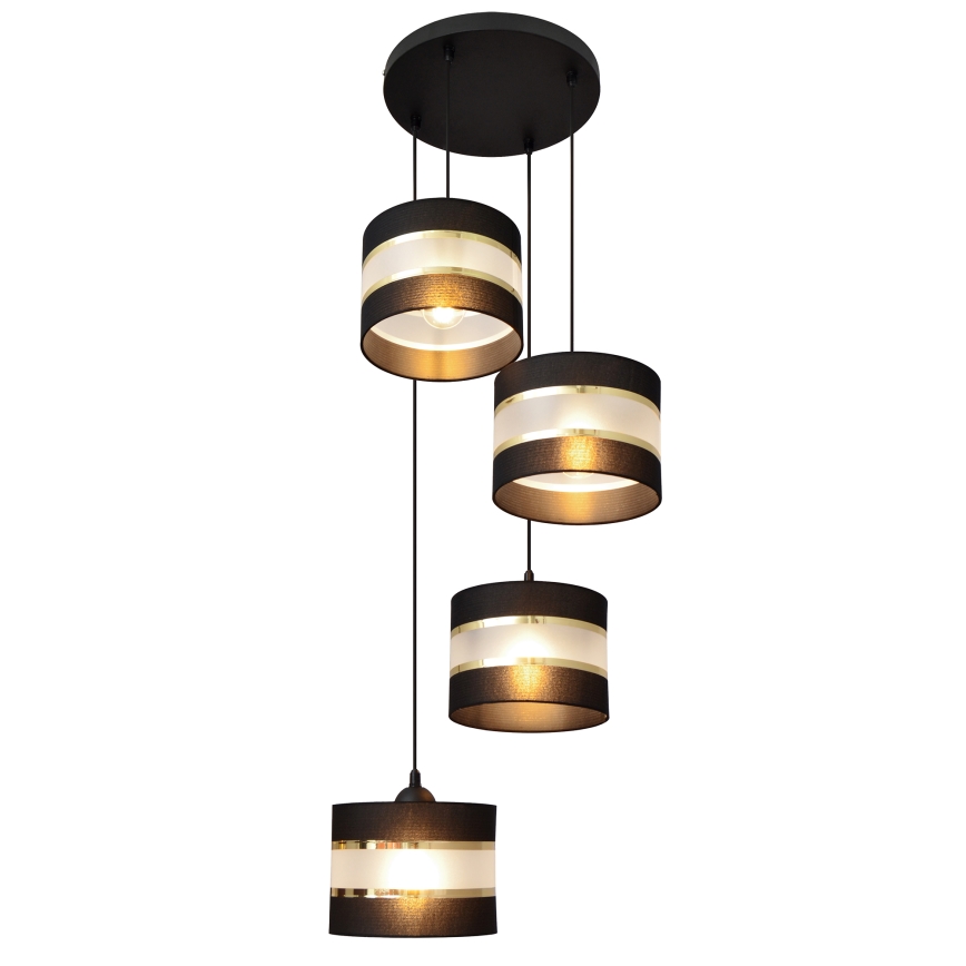 Hanglamp aan een koord HELEN 4xE27/60W/230V zwart/gouden