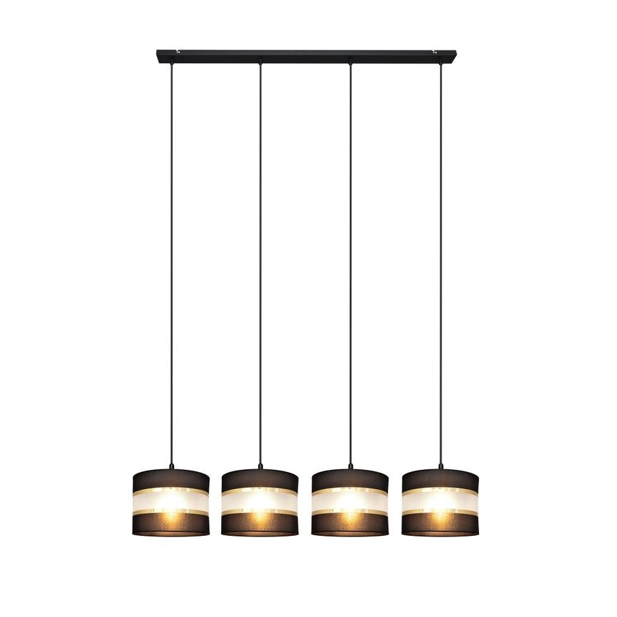 Hanglamp aan een koord HELEN 4xE27/60W/230V zwart/gouden