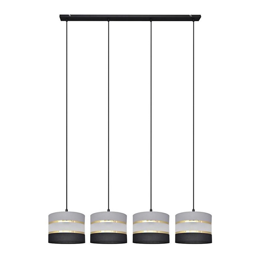 Hanglamp aan een koord HELEN 4xE27/60W/230V zwart/grijs/gouden