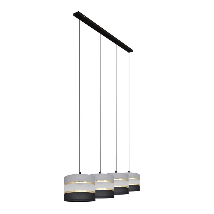 Hanglamp aan een koord HELEN 4xE27/60W/230V zwart/grijs/gouden