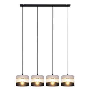 Hanglamp aan een koord HELEN 4xE27/60W/230V zwart/grijs/gouden