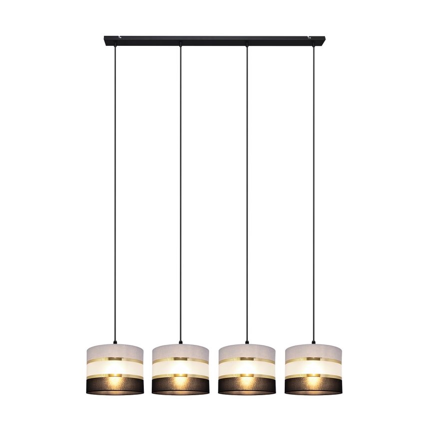 Hanglamp aan een koord HELEN 4xE27/60W/230V zwart/grijs/gouden