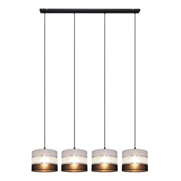 Hanglamp aan een koord HELEN 4xE27/60W/230V zwart/grijs/zilver