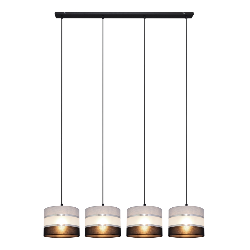 Hanglamp aan een koord HELEN 4xE27/60W/230V zwart/grijs/zilver