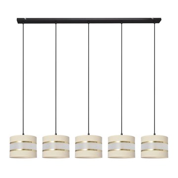 Hanglamp aan een koord HELEN 5xE27/60W/230V crème/zwart/gouden