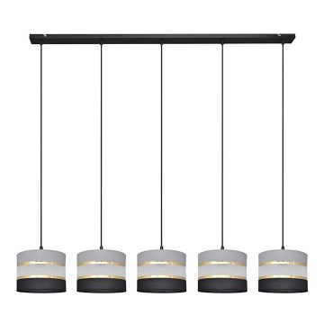 Hanglamp aan een koord HELEN 5xE27/60W/230V zwart/grijs/gouden