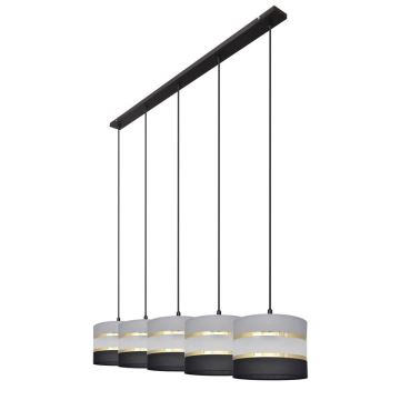 Hanglamp aan een koord HELEN 5xE27/60W/230V zwart/grijs/gouden