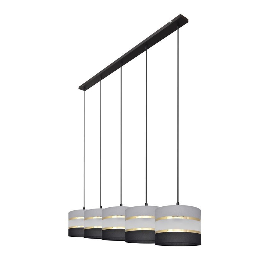 Hanglamp aan een koord HELEN 5xE27/60W/230V zwart/grijs/gouden